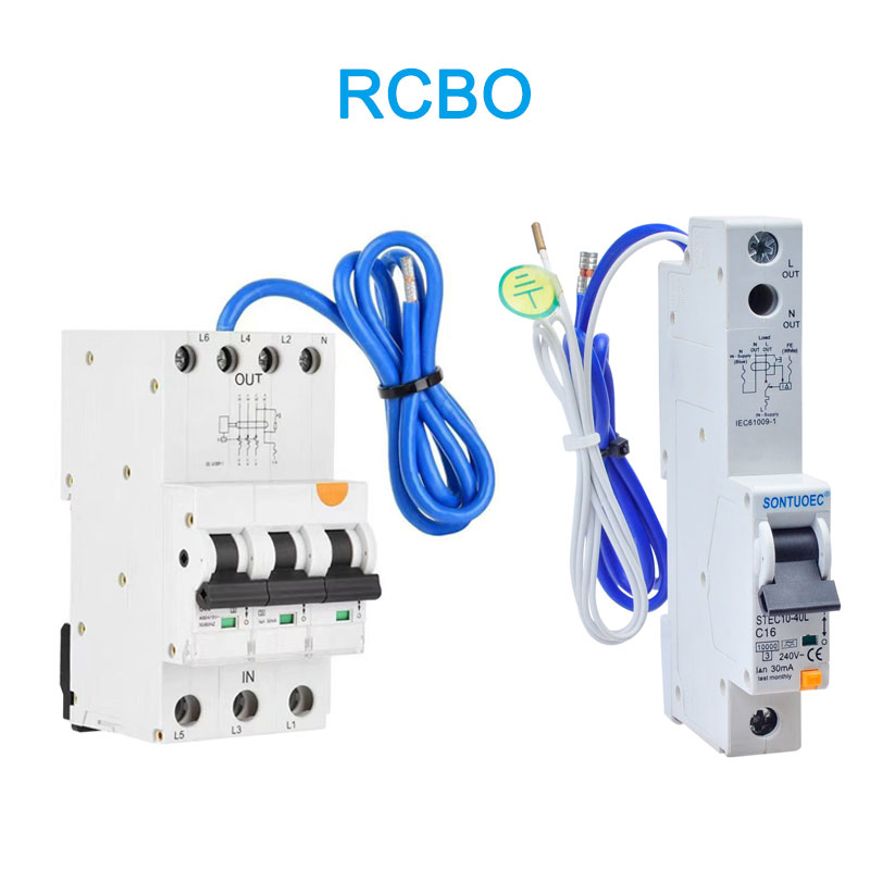 6ka 3p+n interruptor de circuíto de fuga A (AC) tipo RCBO con cable