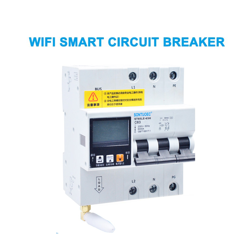 WiFi 4G Tuya ST65LE-63H Serie Multi funcional RCBO Intelligent Circuit Breaker