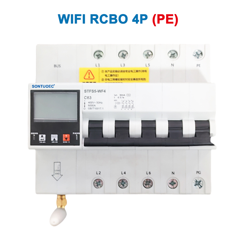 WiFi STFS5-63 Serie Multi funcional IoT Intelligent RCBO Intelligent Circuit Breaker